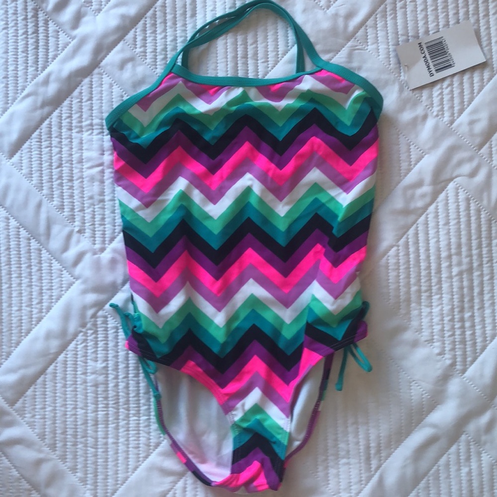 Kanu Surf Big Girls Olivia One Piece Swim Suit.  Size 14.  Bright colors swim
